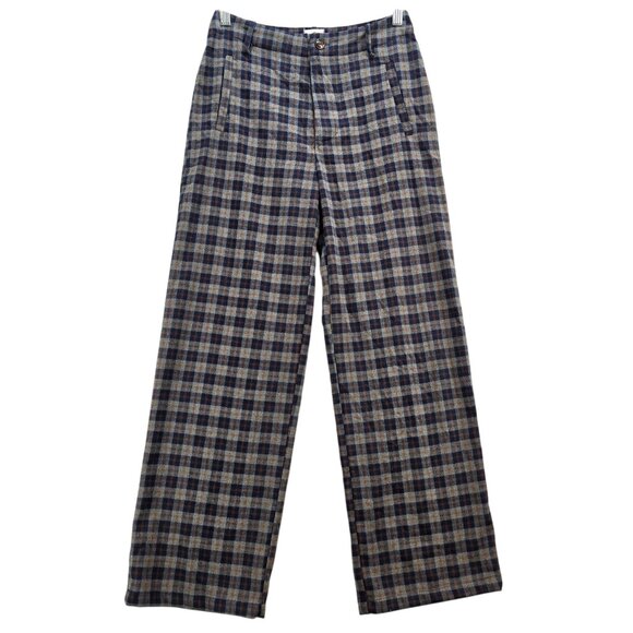 Anthropologie DRA Plaid Trouser Pants Straight Leg Crop 27" Length Academia XS - Picture 1 of 11